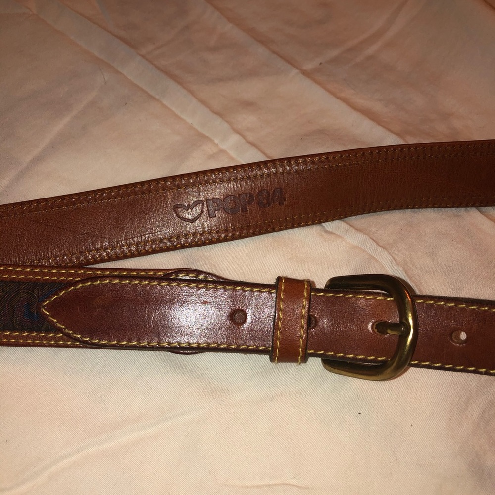 Vintage tan leather/paisley  belt from Pop 84